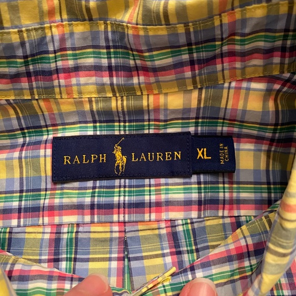 Ralph Lauren Men's Yellow and Blue Plaid Shirt - Picture 6 of 8